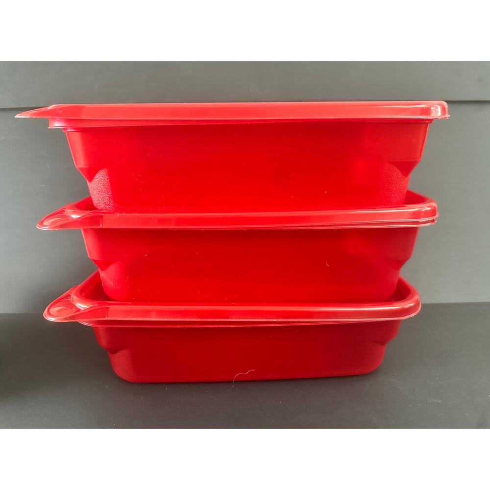 NOS (3) Ziploc Limited Edition Holiday Large Rectangle Container 9.5 cup Red
